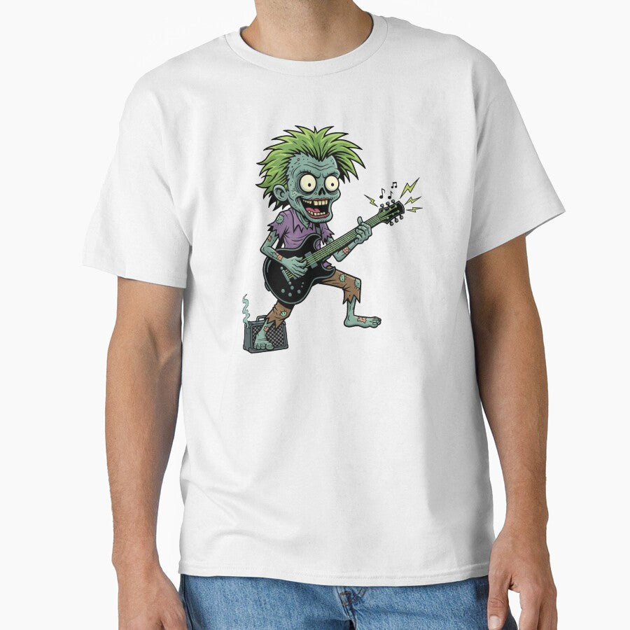 Zombie Rock Guitarist | Energetic Pop Comic Cartoon Design by hn79 T-Shirts, Hoodie, Sweatshirt | BlankRebels.com (Image 1)