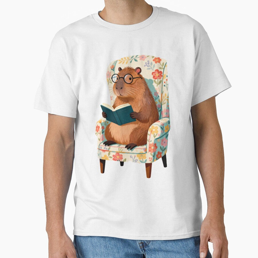 Just One More Chapter…Retro Capybara Book Club by HappySproutArt T-Shirts, Hoodie, Sweatshirt | BlankRebels.com (Image 1)
