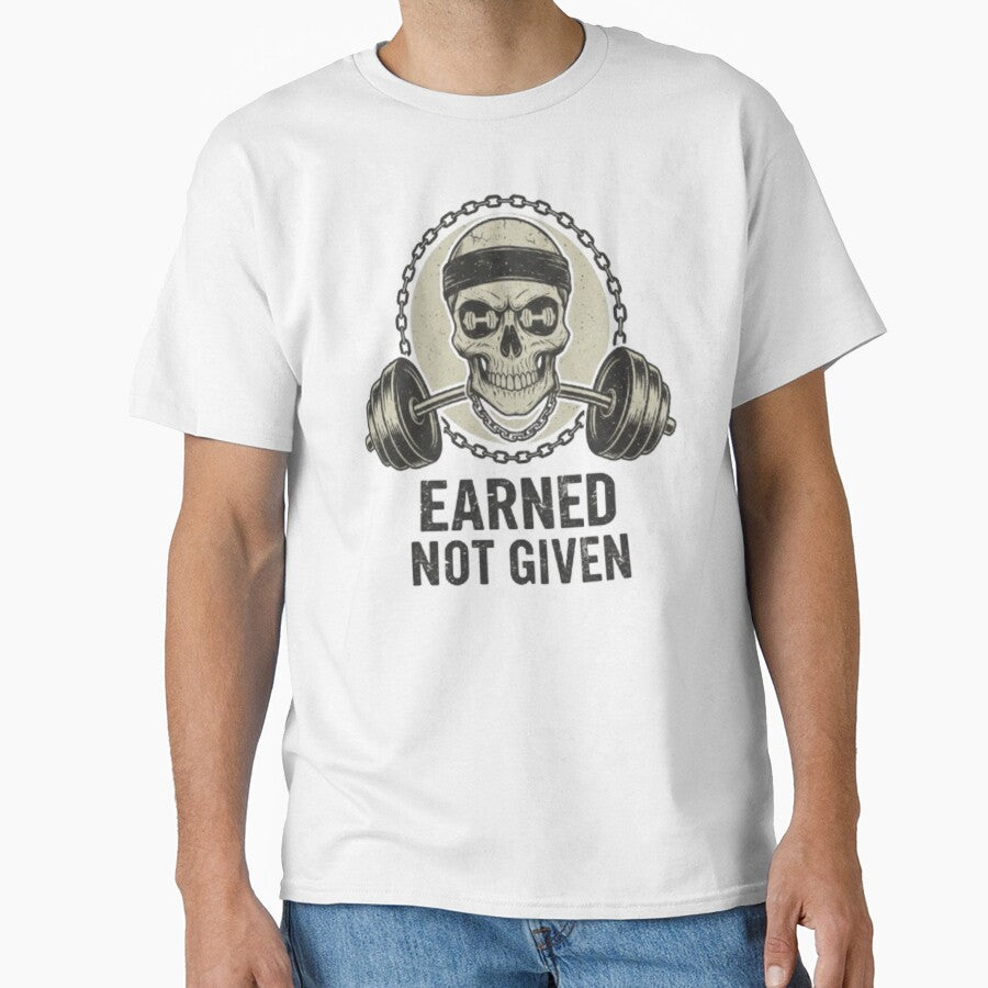 Vintage Earned Not Given Skull Gym Art by t-shirt studio Hoodie, Sweatshirt | BlankRebels.com (Image 1)