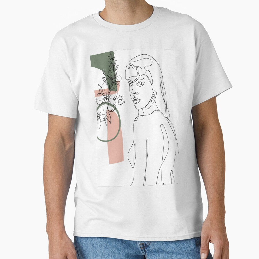 Line art girl minimalist illustration by Artandstonesgr T-Shirts, Hoodie, Sweatshirt | BlankRebels.com (Image 1)