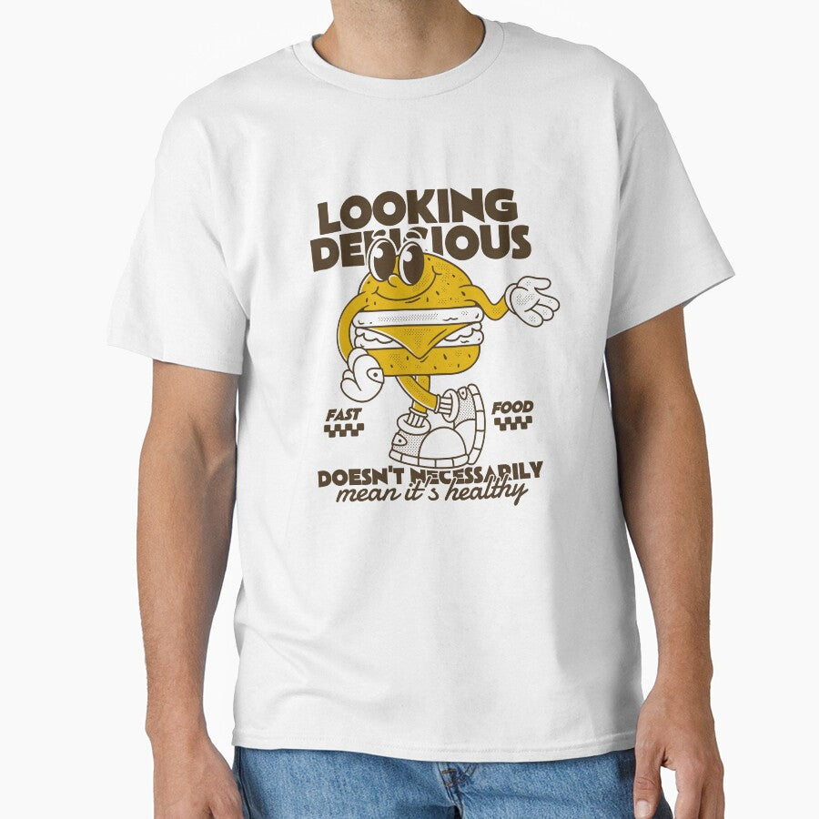 Looking delicious doesn't necessarily mean it's healthy. Burger mascot character by adipra T-Shirts, Hoodie,... (Image 1)