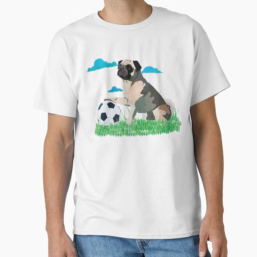 Cute Pug Playing Soccer – Funny Dog Illustration by Alecrat