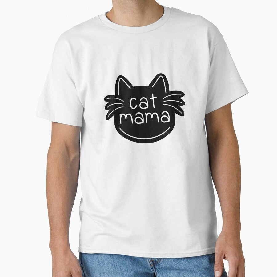 Black Cat Mama Aesthetic Pet Lover Minimal Design by Nesstitches T-Shirts, Hoodie, Sweatshirt | BlankRebels.com (Image 1)