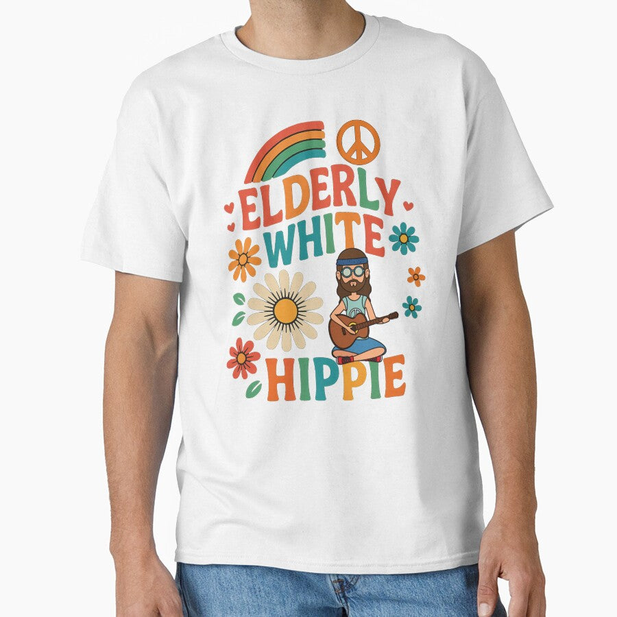 Elderly White Hippie Trending Funny Saying Hippie Humor by NightWisdom T-Shirts, Hoodie, Sweatshirt (Image 1)