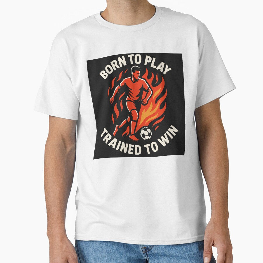 A soccer player with a ball in flames running and text by EchoOfSilence