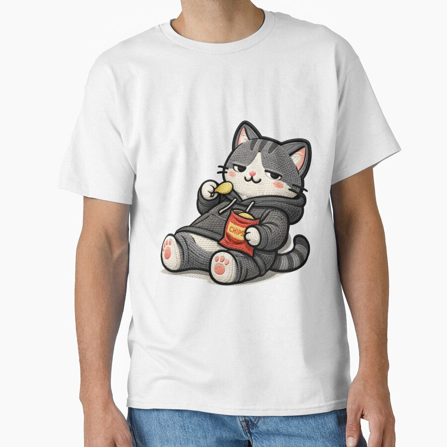 Lazy Weekend Cat Cozy Aesthetic | Funny Kawaii Animal Embroidery Style by ColorSplash123