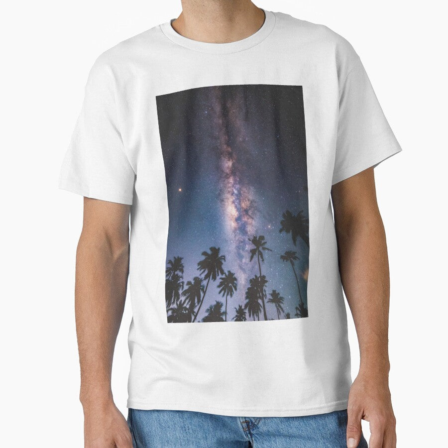 Purple Tropical Palm Tree Star Galaxy by newburyboutique T-Shirts, Hoodie, Sweatshirt | BlankRebels.com (Image 1)