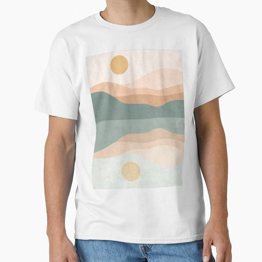 Mountain Mid Century Modern Boho Japandi by MnmlArt T-Shirts, Hoodie, Sweatshirt | BlankRebels.com (Image 1)