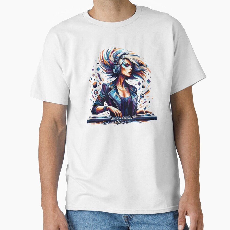 Vibrant Female DJ Art by Dynke T-Shirts, Hoodie, Sweatshirt | BlankRebels.com (Image 1)