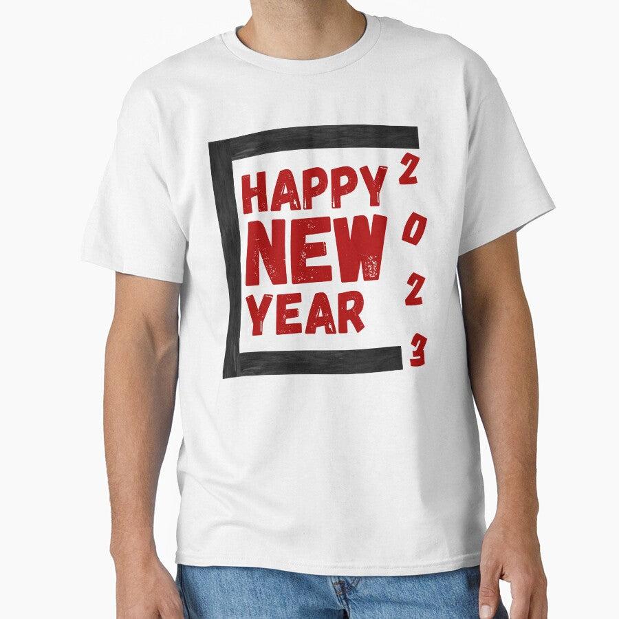 HAPPY NEW YEAR 2023 - SIMPLE VINTAGE TRENDY WORDING by Lu7u T-Shirts, Hoodie, Sweatshirt | BlankRebels.com (Image 1)
