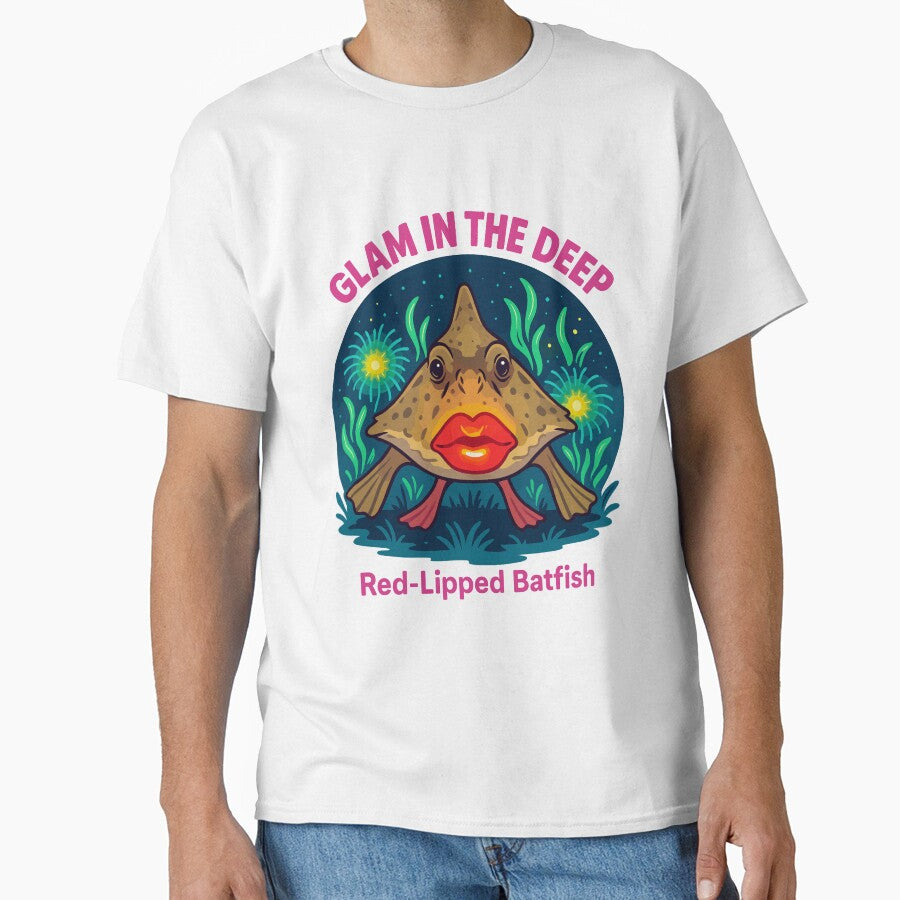 Glam in the Deep – Red-Lipped Batfish Cute Deep Sea Creature by WildlifeInc T-Shirts, Hoodie, Sweatshirt (Image 1)