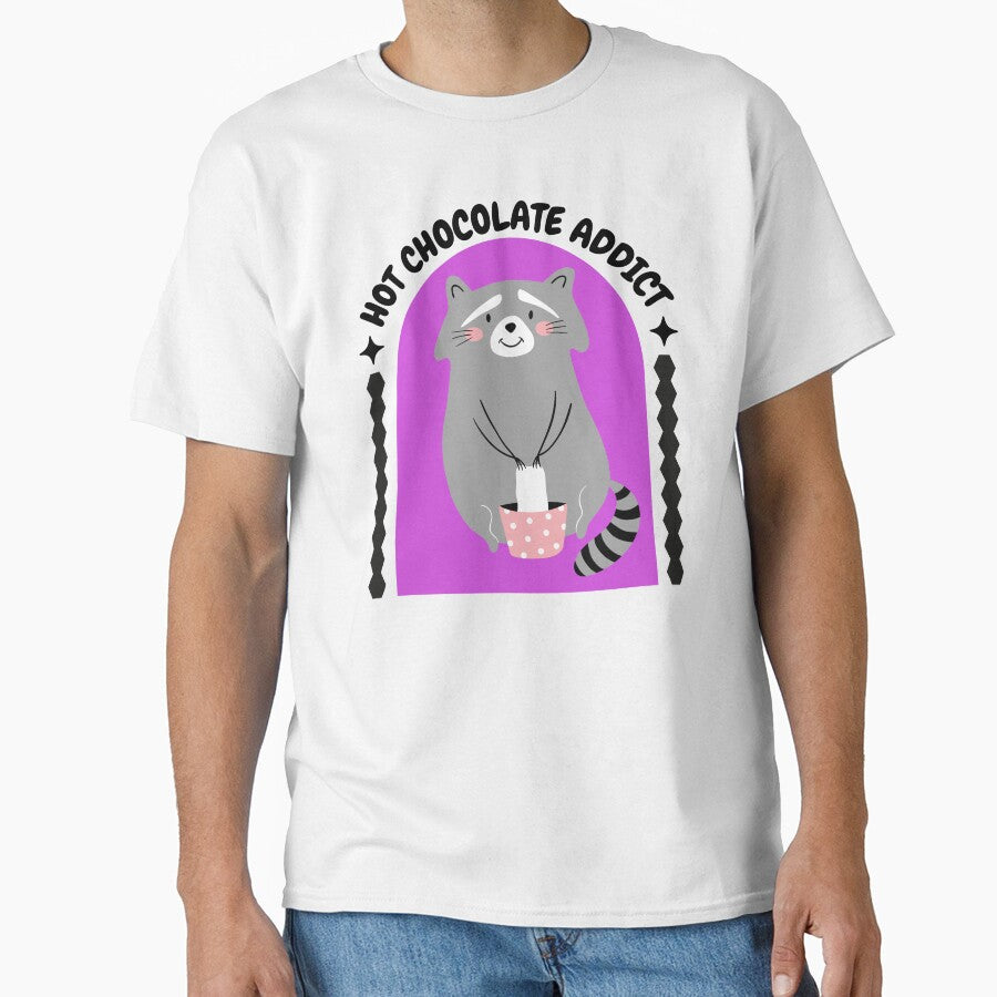 Kawaii Raccoon Hot Chocolate Addict Trash Panda Art by Trinket-Trickster T-Shirts, Hoodie, Sweatshirt (Image 1)