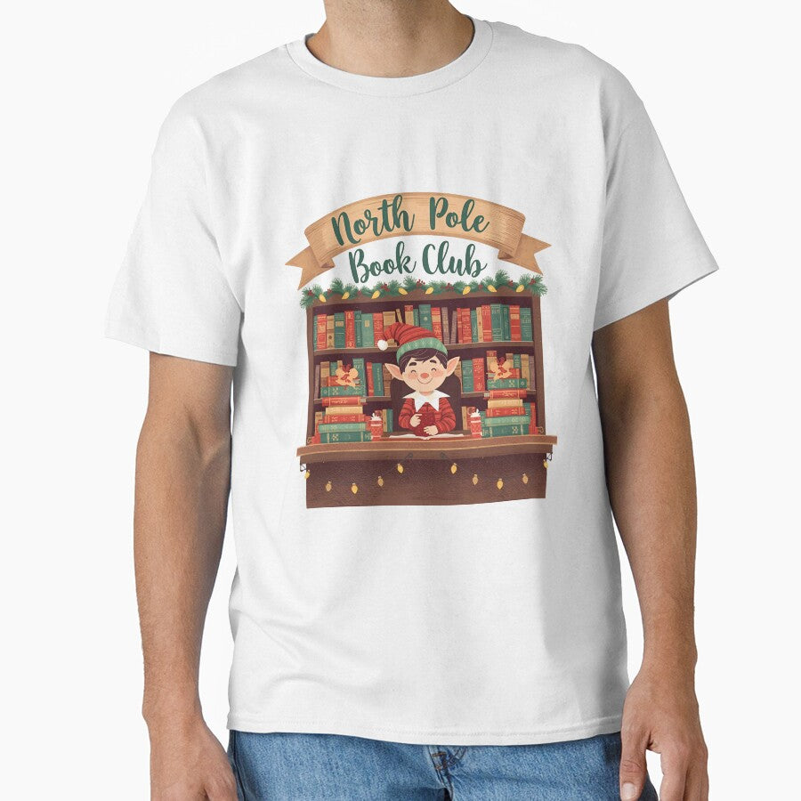 North Pole Book Club T-Shirt, Christmas Book Lover Tee, Cozy Holiday Reading Sweatshirt, Bookworm Santa Gift... (Image 1)