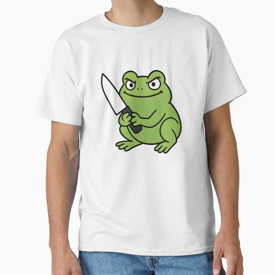 Frog with a Knife Meme Funny desgin by StickyGuys T-Shirts, Hoodie, Sweatshirt | BlankRebels.com (Image 1)
