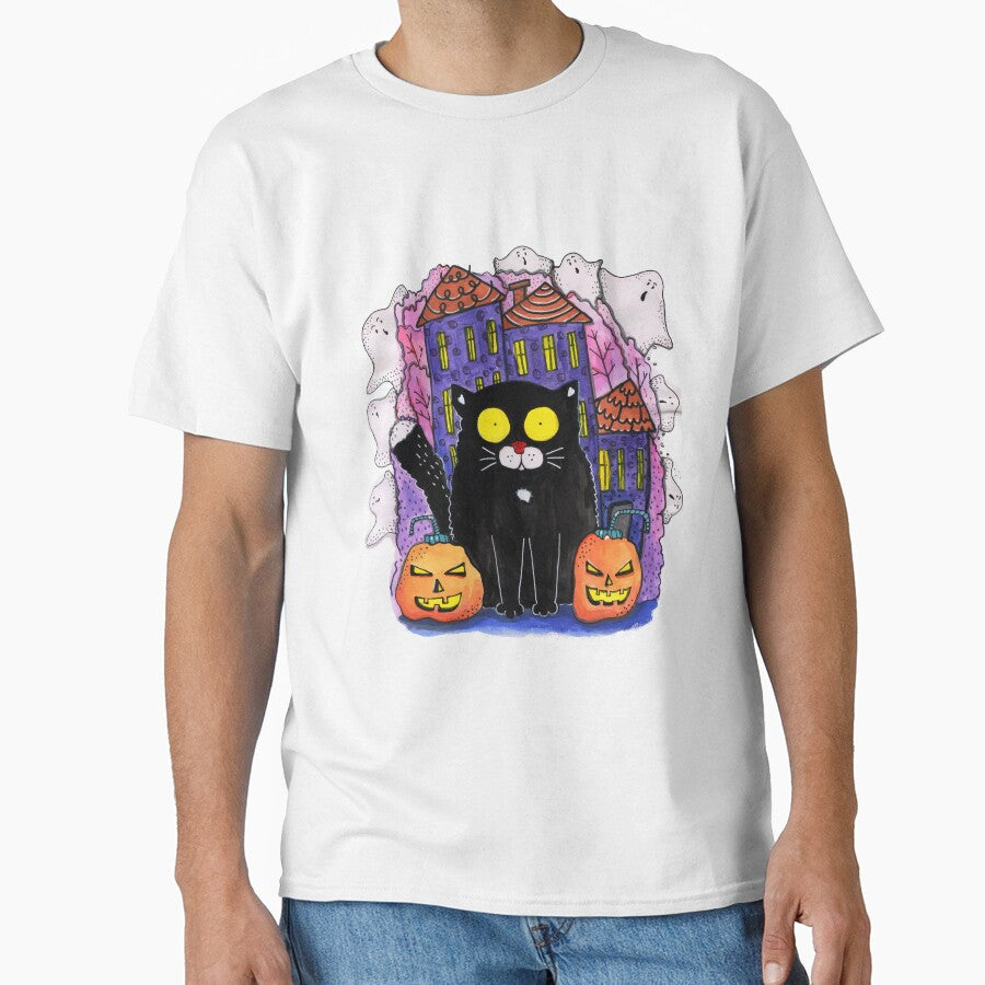 Black cat halloween design by SolArt88 T-Shirts, Hoodie, Sweatshirt | BlankRebels.com (Image 1)