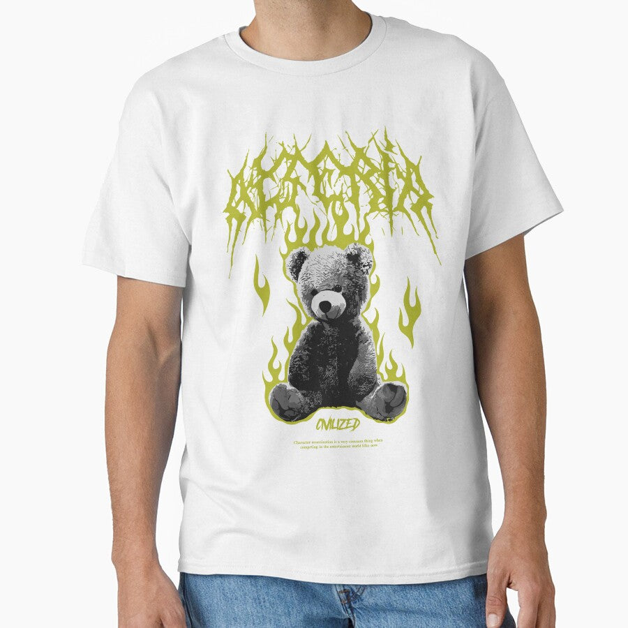Teddy Bear on Fire Punk Streetwear by NF Designs Studio DTF T-Shirts, Hoodie, Sweatshirt | BlankRebels.com (Image 1)