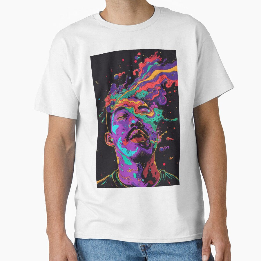 Psychedelic Neon Portrait | Abstract Color Explosion Art by Bodsha T-Shirts, Hoodie, Sweatshirt | BlankRebels.com (Image 1)