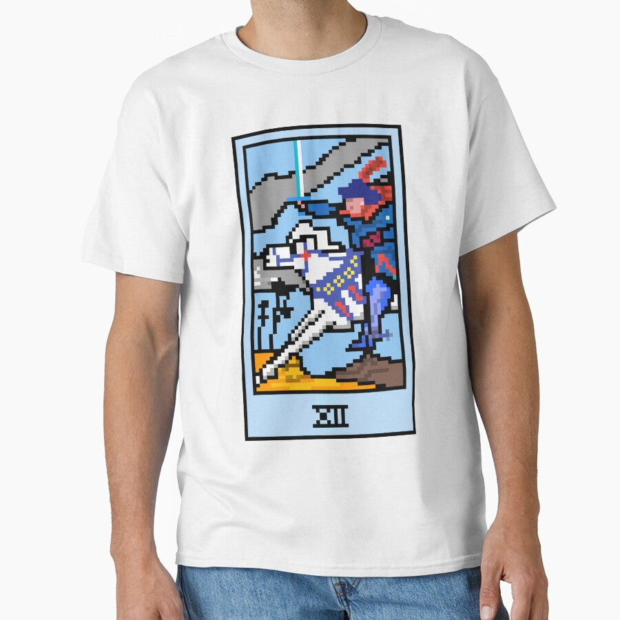 Wait Is This Pixel Art Tarot? White Minor Arcana 'Knight Swords' ( Stickers Other Accessories) T-Shirts, Hoodie, Sweatshirt
