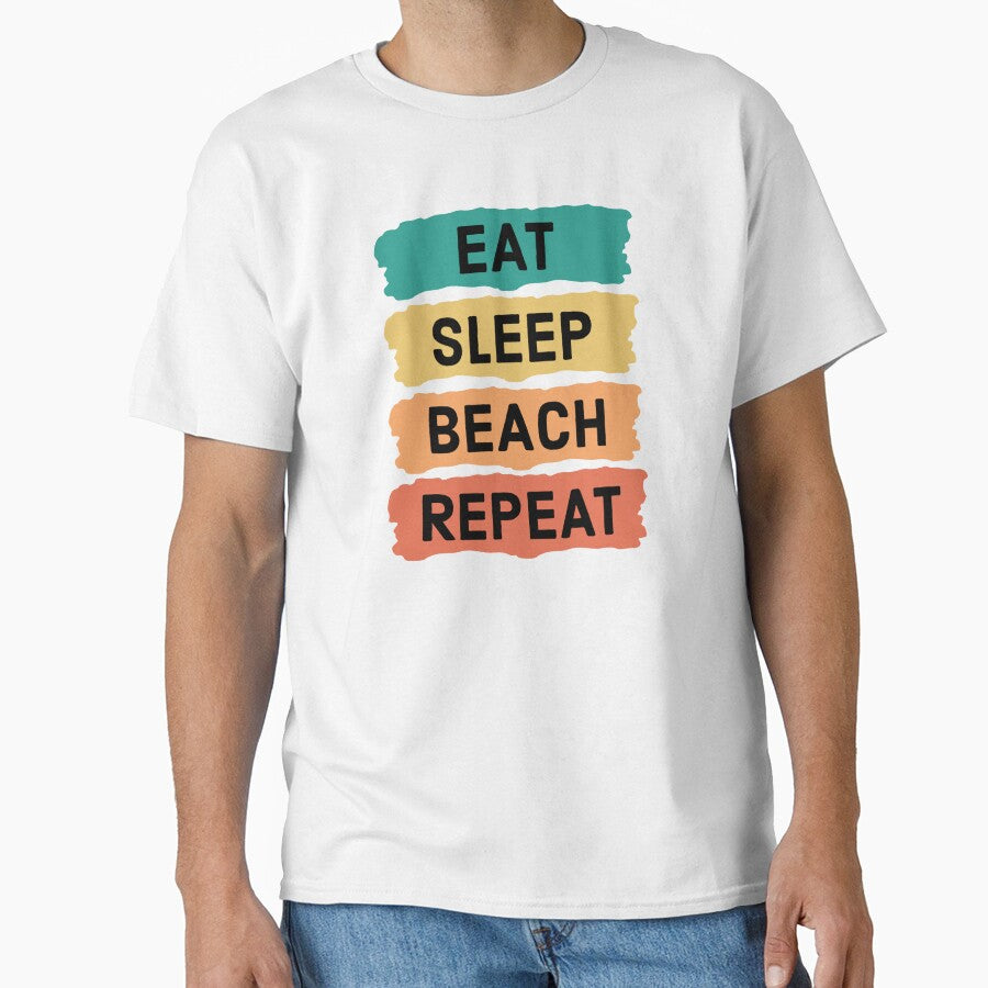 "Eat Sleep Beach Repeat" Design | Summer Apparel by SimpliText