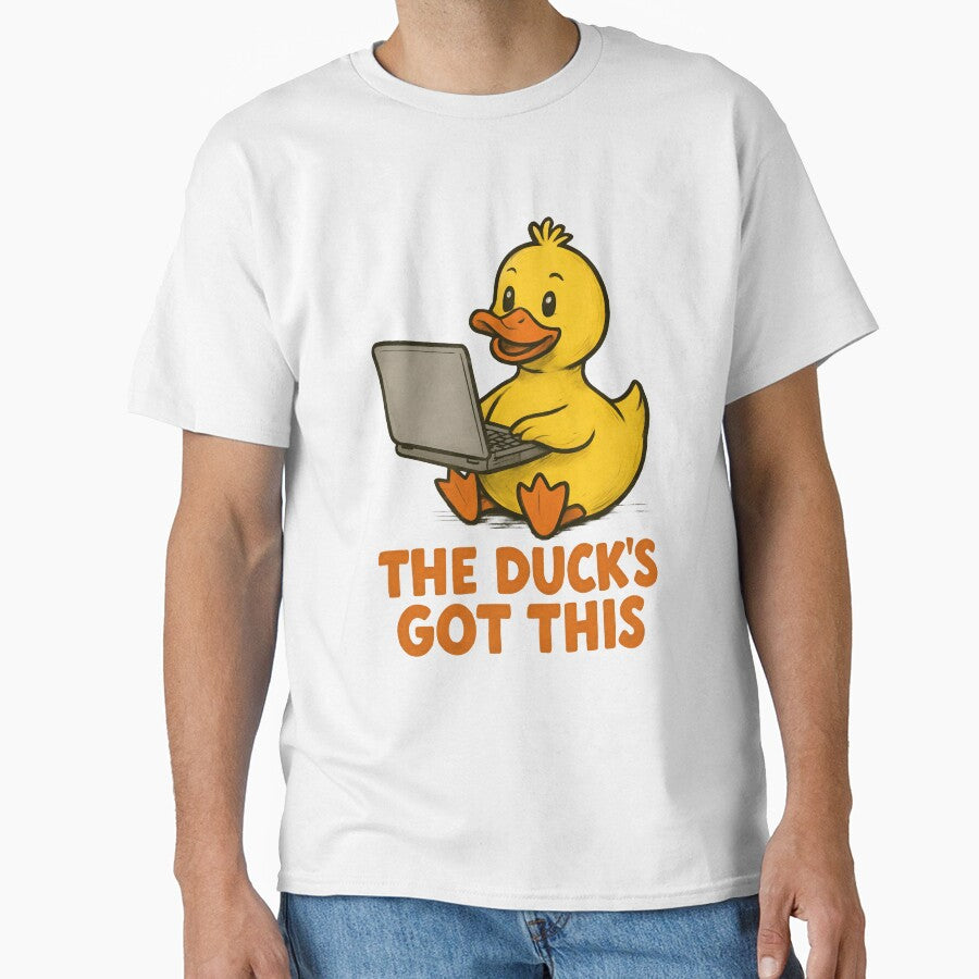 Confident Duck With Laptop – “The Duck’s Got This” by Rocklights T-Shirts, Hoodie, Sweatshirt | BlankRebels.com (Image 1)