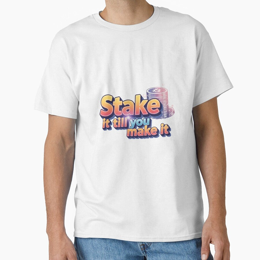 Stake It Till You Make It – Funny Crypto Staking Meme Shirt / Merch by vibezy Hoodie, Sweatshirt | BlankRebels.com (Image 1)