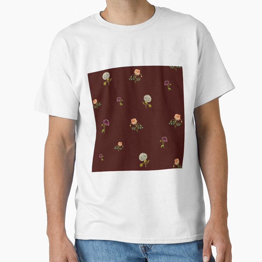 Dahlia hydrangea rose pattern cute a watercolor red by Yana Mustafina | Boho Soulful Designs T-Shirts, Hoodie,... (Image 1)