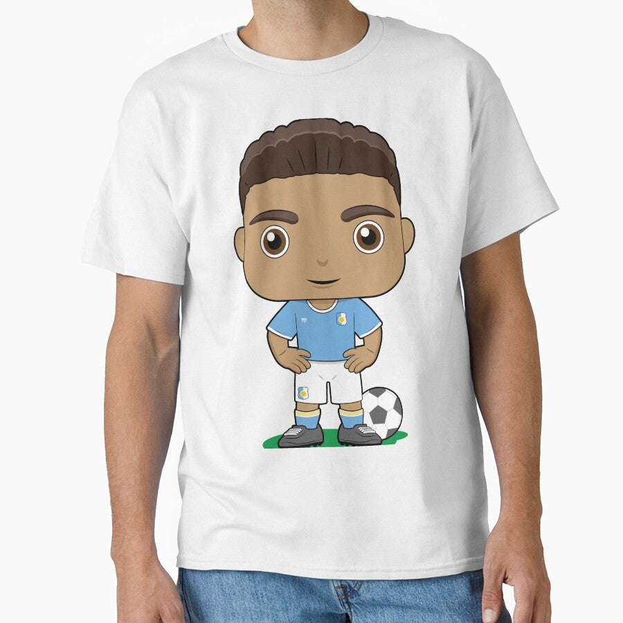 Cute soccer boy player design in sky blue kit by essjaydesigns