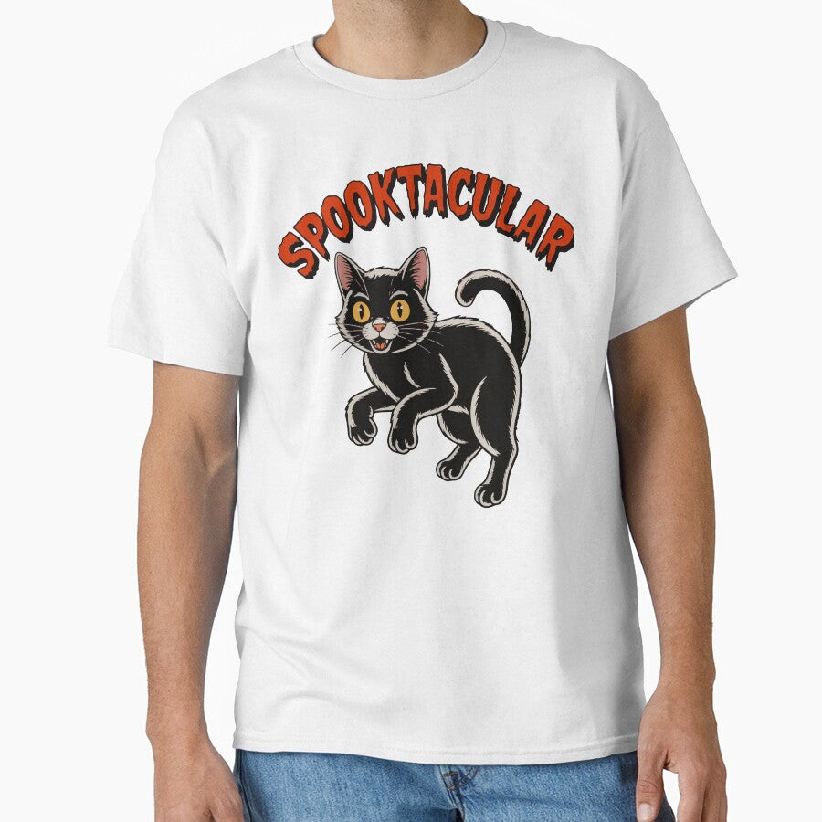Spooktacular Black Cat Halloween - Cute Spooky Cat Digital Art by Mr-Slow T-Shirts, Hoodie, Sweatshirt (Image 1)