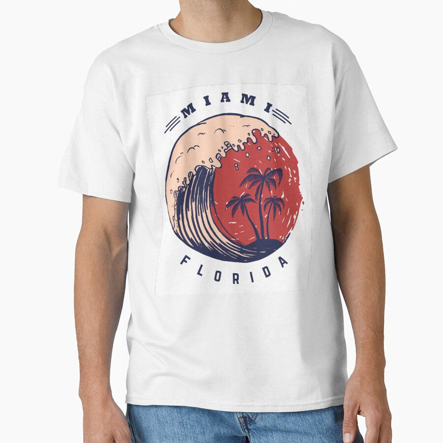Miami Poster Template with Lettering Palms Image by Peekonet T-Shirts, Hoodie, Sweatshirt | BlankRebels.com (Image 1)