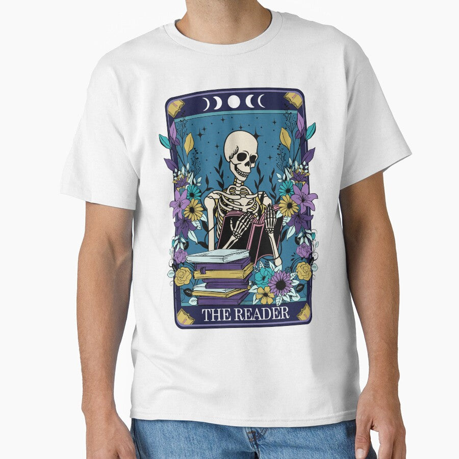 Funny tarot card with skeleton - the Reader by JuliaPop T-Shirts, Hoodie, Sweatshirt | BlankRebels.com (Image 1)