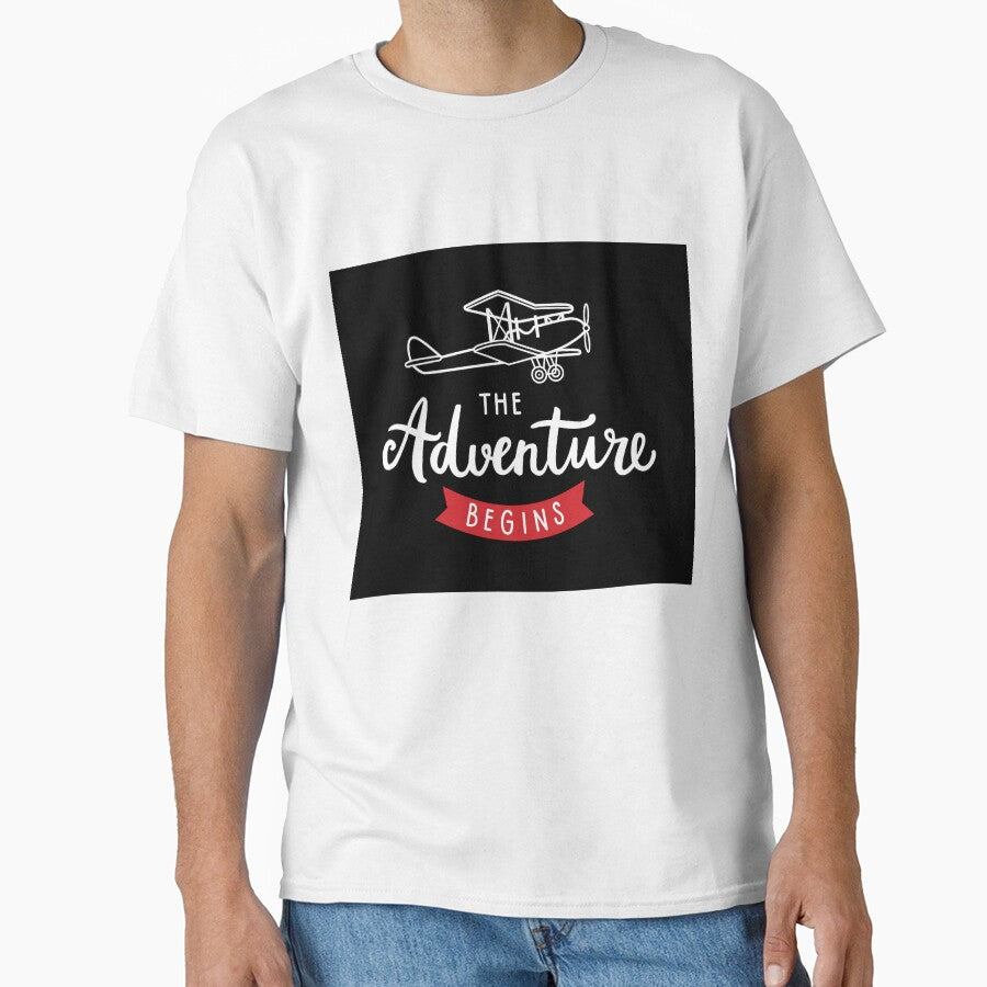 Adventure brush lettering quote & vintage biplane by Darina Gulbina T-Shirts, Hoodie, Sweatshirt | BlankRebels.com (Image 1)