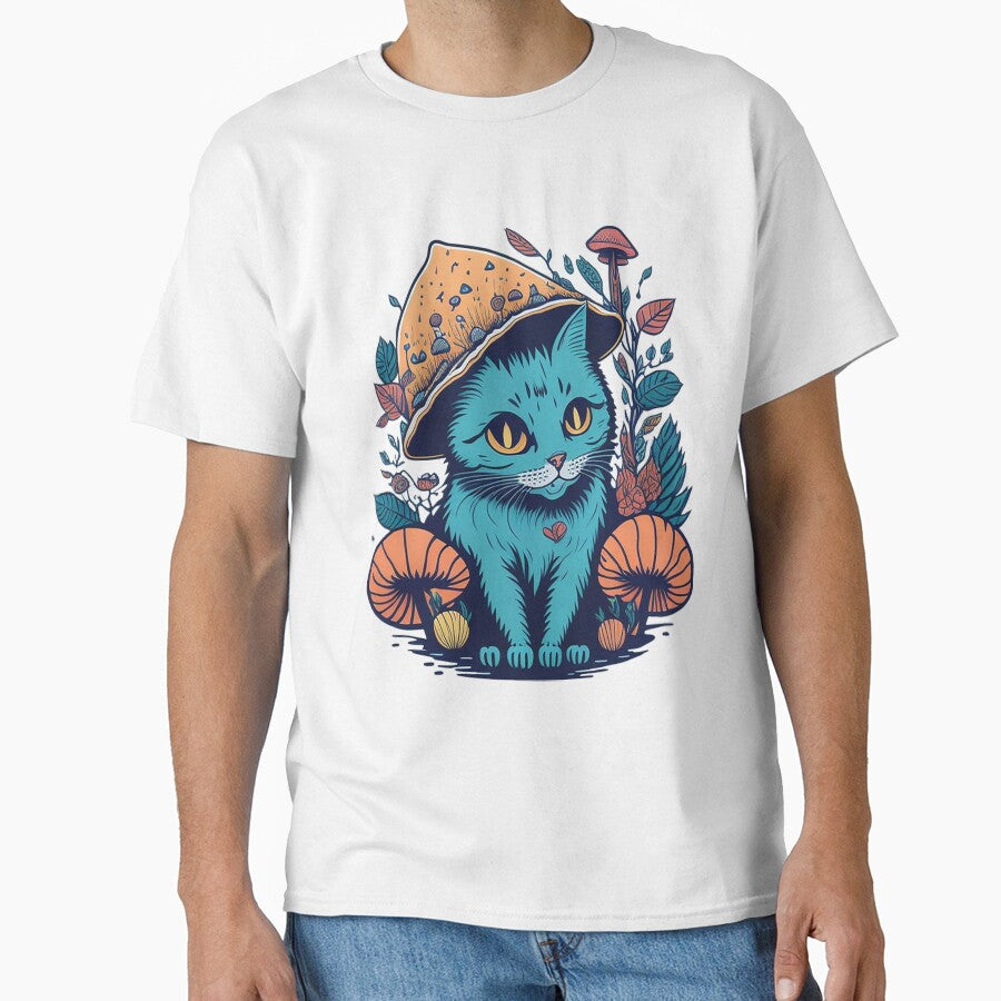 cottagecore aesthetic cat with mushroom by PopPizzazz T-Shirts, Hoodie, Sweatshirt | BlankRebels.com (Image 1)