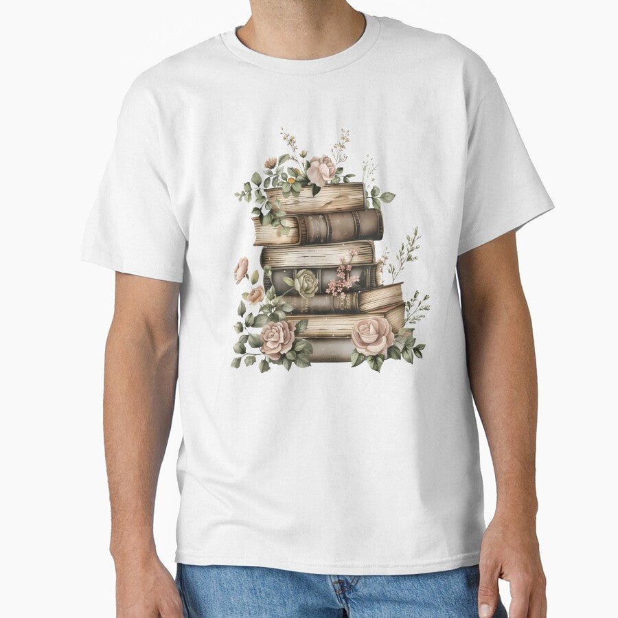 Vintage Books With Flowers by xiao xuans T-Shirts, Hoodie, Sweatshirt | BlankRebels.com (Image 1)