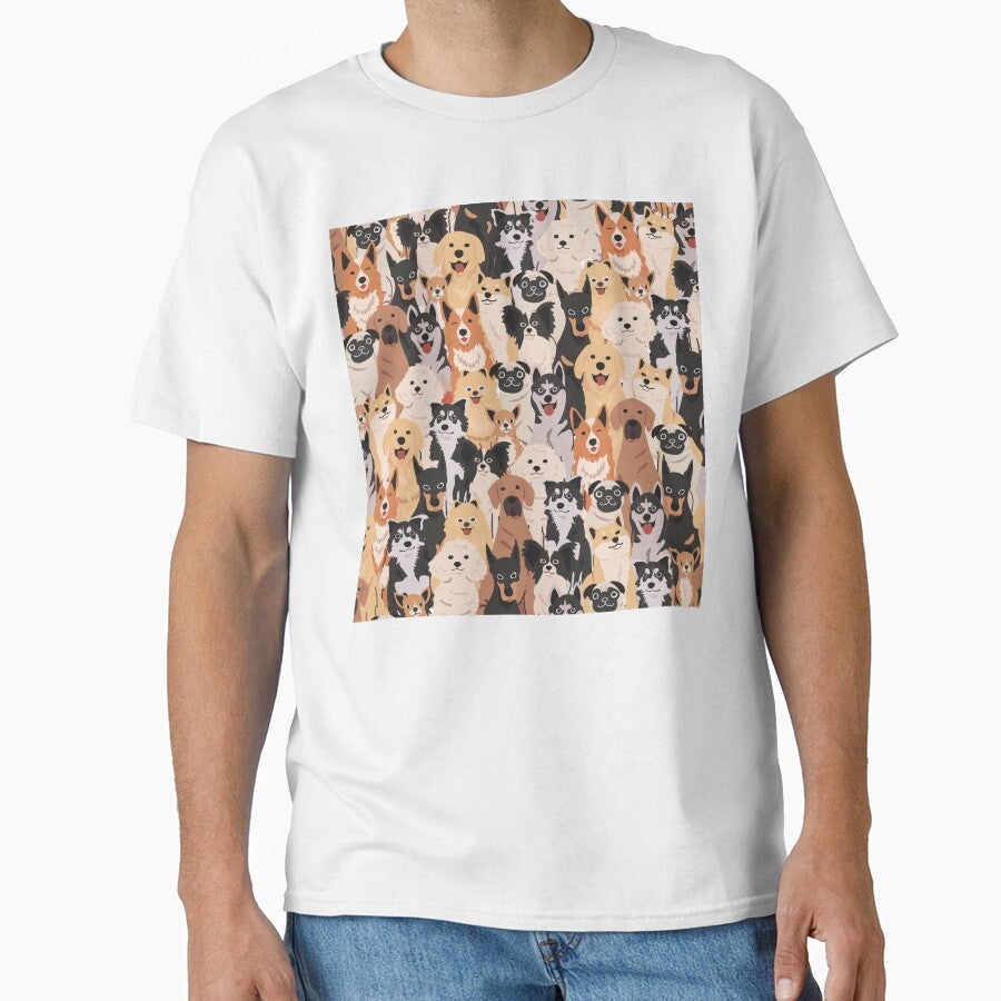 Hand Drawn Cute Adorable Dog Doodle Seamless Pattern by Peekonet T-Shirts, Hoodie, Sweatshirt | BlankRebels.com (Image 1)