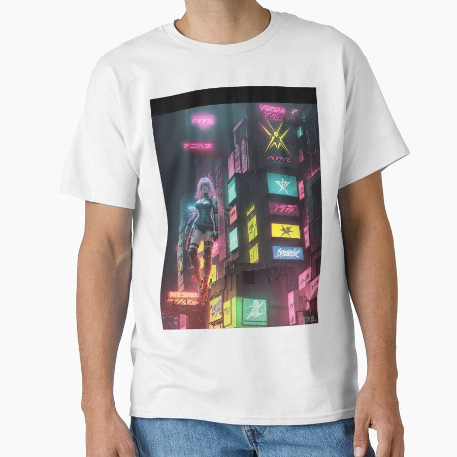 Neon Pulse: Cyberpunk City Block by Esterlane T-Shirts, Hoodie, Sweatshirt | BlankRebels.com (Image 1)