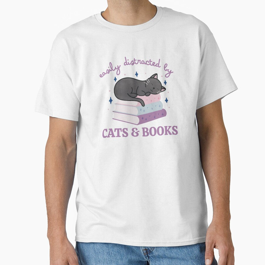 Easily Distracted By Cats And Books Cute Bookish Black Cat by winterpumpkin