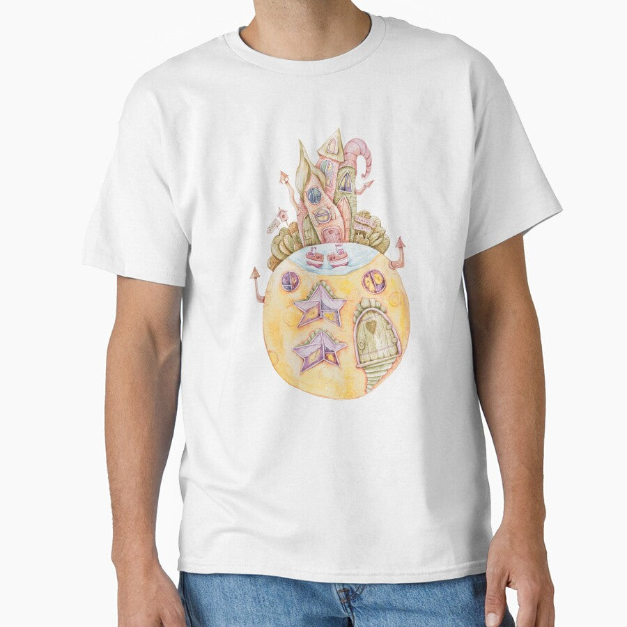 Watercolor moon and cartoon houses illustration by tiana-geo T-Shirts, Hoodie, Sweatshirt | BlankRebels.com (Image 1)