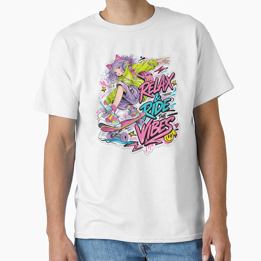 Skateboarding Anime Girl, Skateboard Graffiti Art by graphic-genie T-Shirts, Hoodie, Sweatshirt | BlankRebels.com (Image 1)