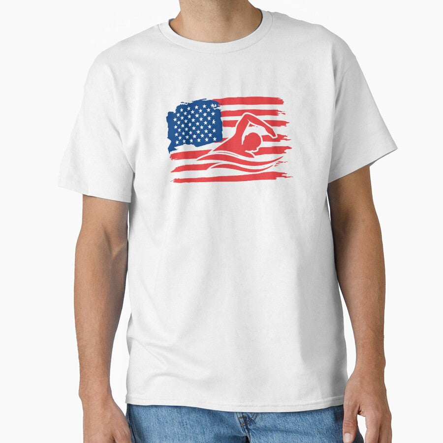Vintage american flag swim team swimmer funny swimming gift by hadleydesigns T-Shirts, Hoodie, Sweatshirt (Image 1)