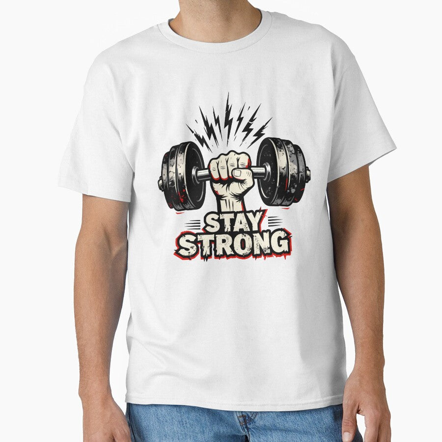 Stay Strong Dumbbell Workout Motivation Gym Fitness by Dxvect T-Shirts, Hoodie, Sweatshirt | BlankRebels.com (Image 1)