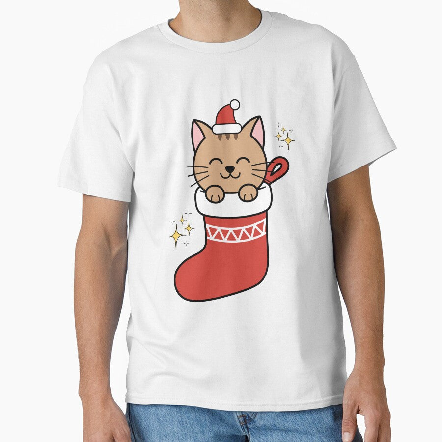 Cute Kawaii Cat in Christmas Stocking – Cozy Holiday Apparel by zvizdetss T-Shirts, Hoodie, Sweatshirt (Image 1)