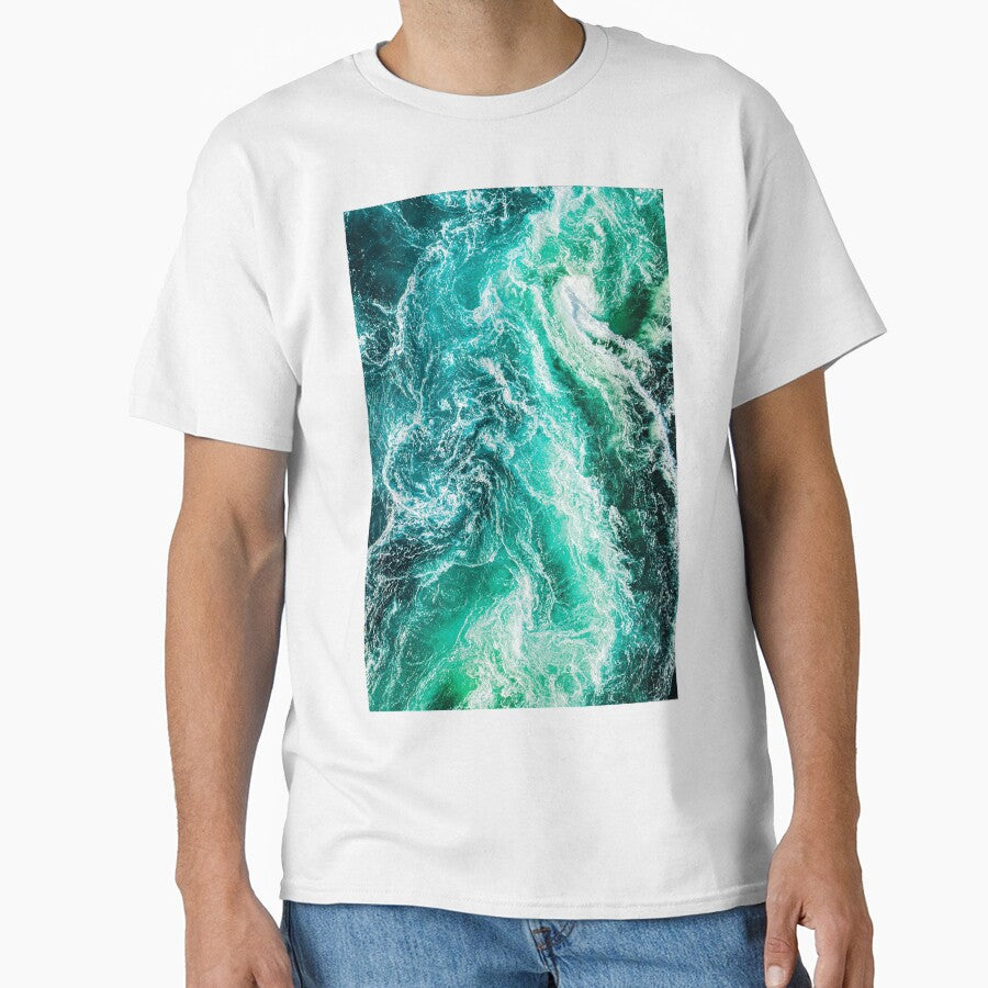Green Ocean Waves Top Down View by Kleon Seo T-Shirts, Hoodie, Sweatshirt | BlankRebels.com (Image 1)