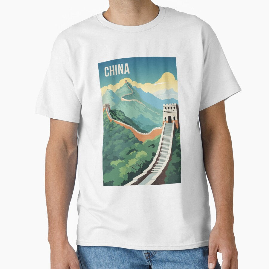 Great Wall China China Vintage Travel Poster Retro T-Shirts, Hoodie, Sweatshirt