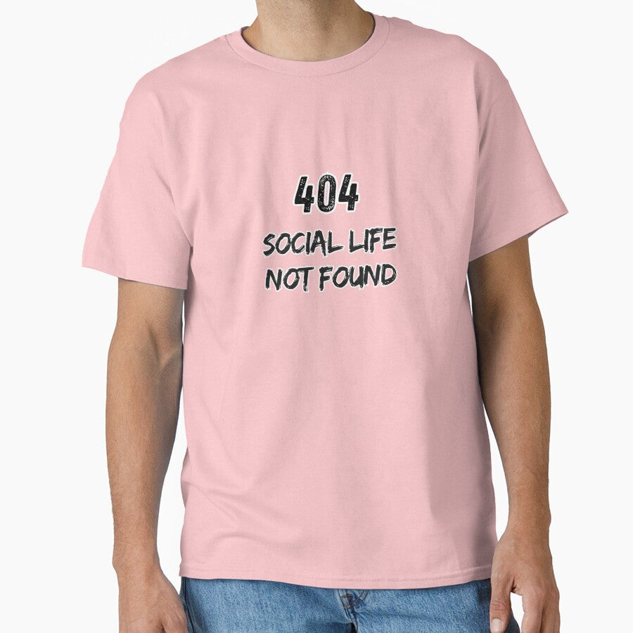 404 Social Life Not Found Tee | Geek Humor Glitch by MarCinu Art Hoodie, Sweatshirt | BlankRebels.com (Image 1)