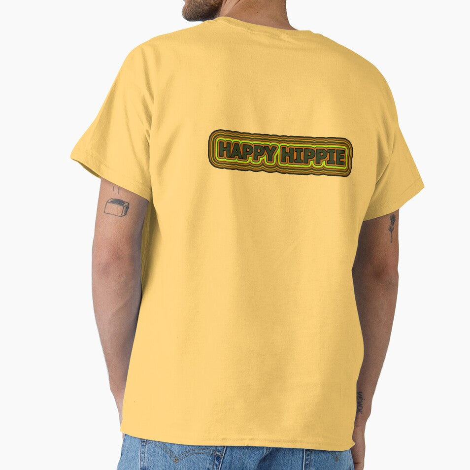 Happy Hippie Words Earthy Tones Hippie Vibes Retro Lines 4 of 4 by Beachy T-Shirts, Hoodie, Sweatshirt (Image 1)