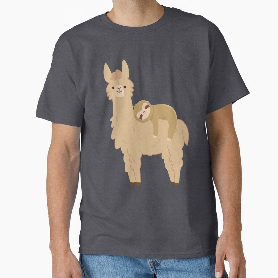 Adorable Sloth Relaxing on a Llama | Funny Llama Sloth by Andrew Orr T-Shirts, Hoodie, Sweatshirt | BlankRebels.com (Image 1)
