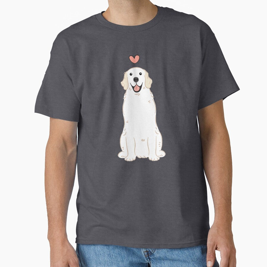 LOVE White Cream Golden Retriever  - Gray background by Lulupainting T-Shirts, Hoodie, Sweatshirt | BlankRebels.com (Image 1)