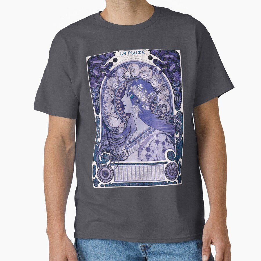 Zodiaque or La Plume in Violet(ca. 1896–1897) by Alphonse Maria Mucha. by theartsycamper T-Shirts, Hoodie,... (Image 1)