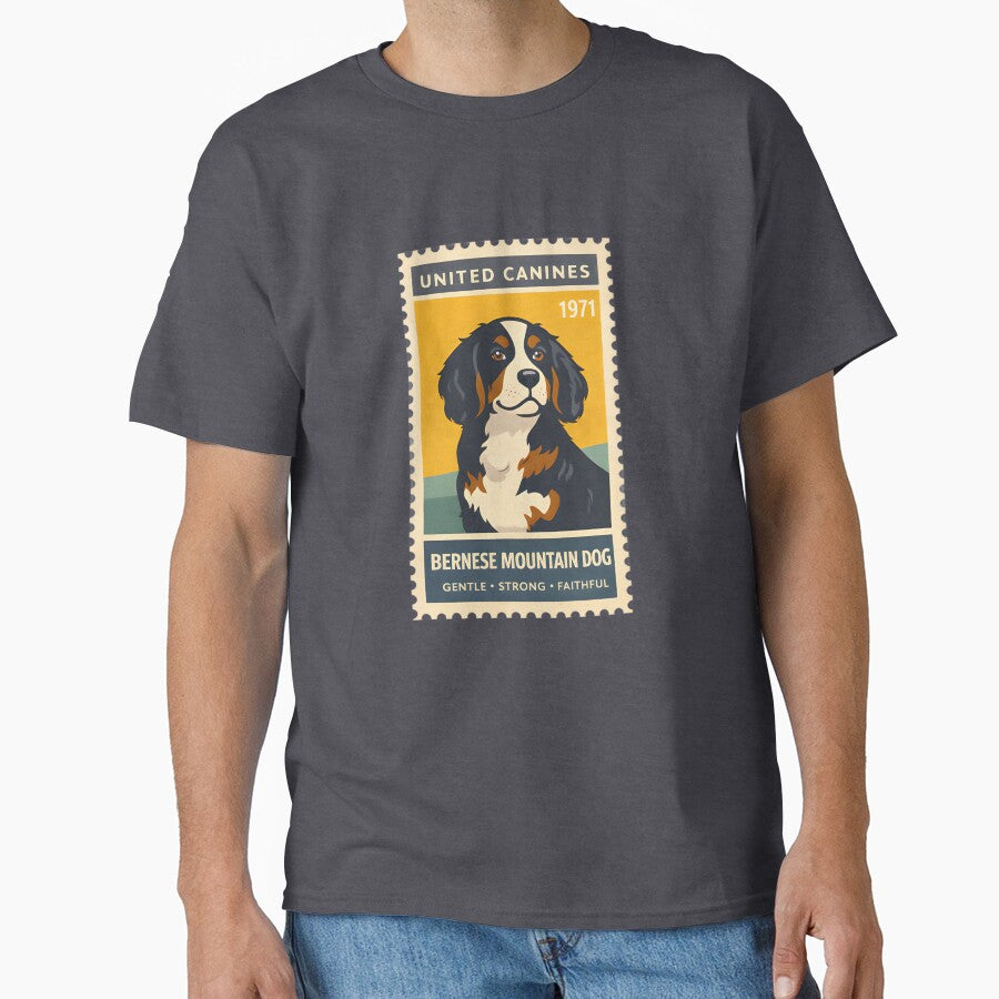 Vintage Bernese Mountain Dog Stamp by postmarkpaw T-Shirts, Hoodie, Sweatshirt | BlankRebels.com (Image 1)