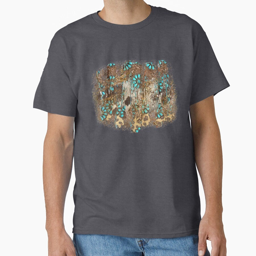 Western Grunge Junky Design with cowhide, leopard and turquoise by Wild Grace Design Studios T-Shirts, Hoodie,... (Image 1)